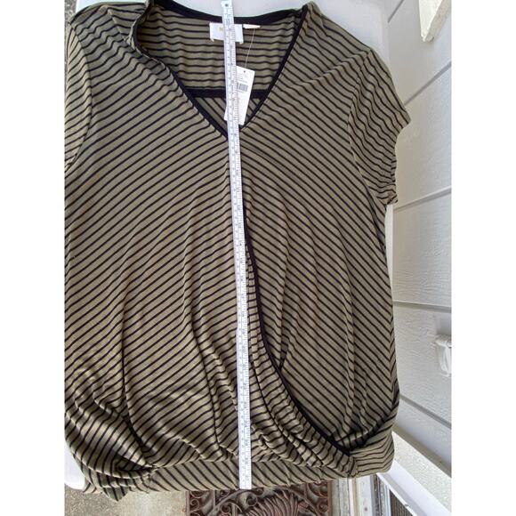 Maeve Cap Sleeve Women's Wrap Top Olive with Black Stripes NWT‎ Size XL - Picture 15 of 15